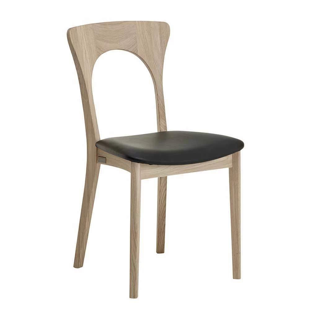 Holzstuhl mit Echtleder Sitz - Jakalyn (2er Set) Holzstuhl Mit Echtleder Sitz - Jakalyn (2er Set) -Malott-Shop holzstuhl mit echtleder sitz in schwarz jakalyn 01