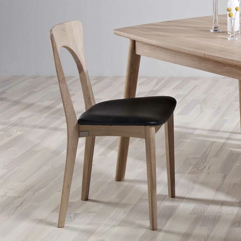 Holzstuhl mit Echtleder Sitz - Jakalyn (2er Set) Holzstuhl Mit Echtleder Sitz - Jakalyn (2er Set) -Malott-Shop holzstuhl mit echtleder sitz in schwarz jakalyn 04