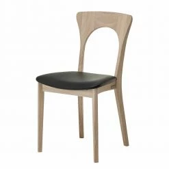 Holzstuhl Mit Echtleder Sitz - Jakalyn (2er Set)