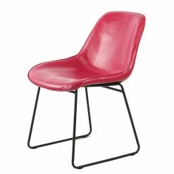 Knalliger Kunstlederstuhl In Rot - Plodi (2er Set)