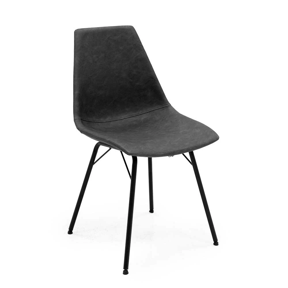 Küche Schalenstuhl In Schwarz Kunstleder - Katrynella (2er Set) 4 Küche Schalenstuhl In Schwarz Kunstleder - Katrynella (2er Set) - Image 2