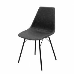 Küche Schalenstuhl In Schwarz Kunstleder - Katrynella (2er Set)