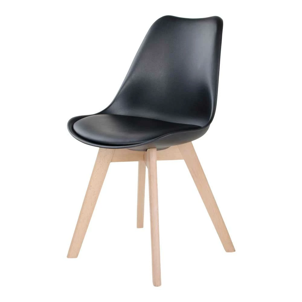 Küche Stühle in Schwarz mit Naturholz - Estrello (2er Set) Küche Stühle In Schwarz Mit Naturholz - Estrello (2er Set) -Malott-Shop kueche stuehle in schwarz mit naturholz gummibaum estrello f