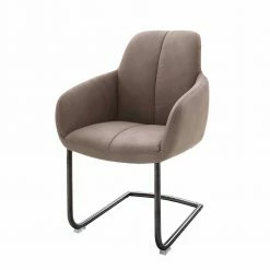 Küchensessel Als Freischwinger In Schlamm Kunstleder Hoku & Anthrazit Edelstahl (2er Set)