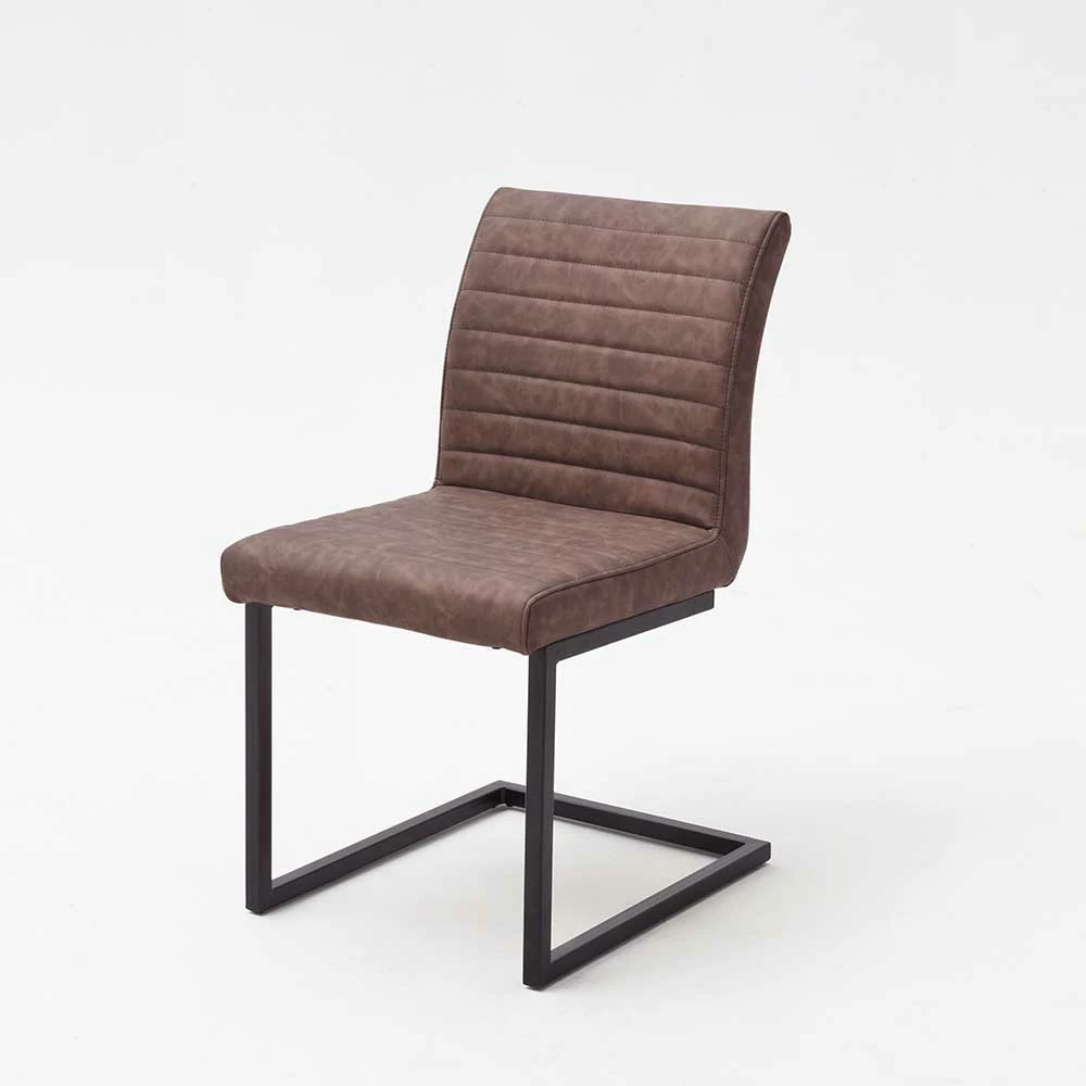 Küchenstuhl In Braun Kunstleder Tapas Mit Eisen Schwinggestell Schwarz (4er Set) - Image 2