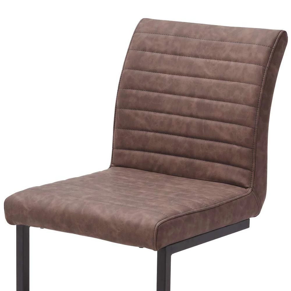 Küchenstuhl In Braun Kunstleder Tapas Mit Eisen Schwinggestell Schwarz (4er Set) - Image 4