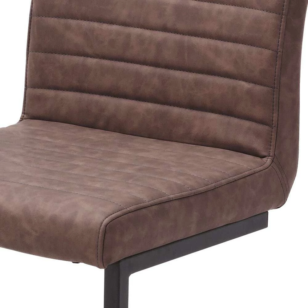 Küchenstuhl In Braun Kunstleder Tapas Mit Eisen Schwinggestell Schwarz (4er Set) - Image 5