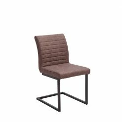 Küchenstuhl In Braun Kunstleder Tapas Mit Eisen Schwinggestell Schwarz (4er Set)