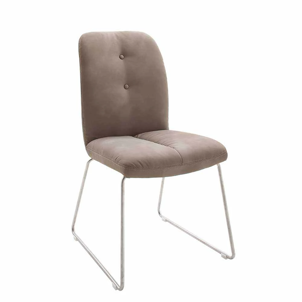 Küchenstuhl In Schlammbraun Kunstleder Farizio Mit Edelstahl-Bügeln (2er Set) - Image 2