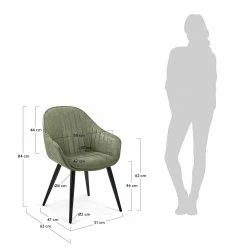 Kunstleder Armlehnstuhl In Oliv Grün - Alister (2er Set) -Malott-Shop kunstleder armlehnstuhl in oliv gruen mit schwarzen stahlbeinen alister 05