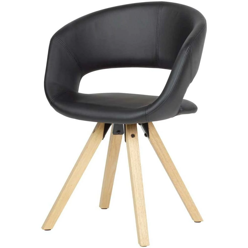 Kunstleder Design Tischsessel In Schwarz & Natur - Ivuma - Image 2