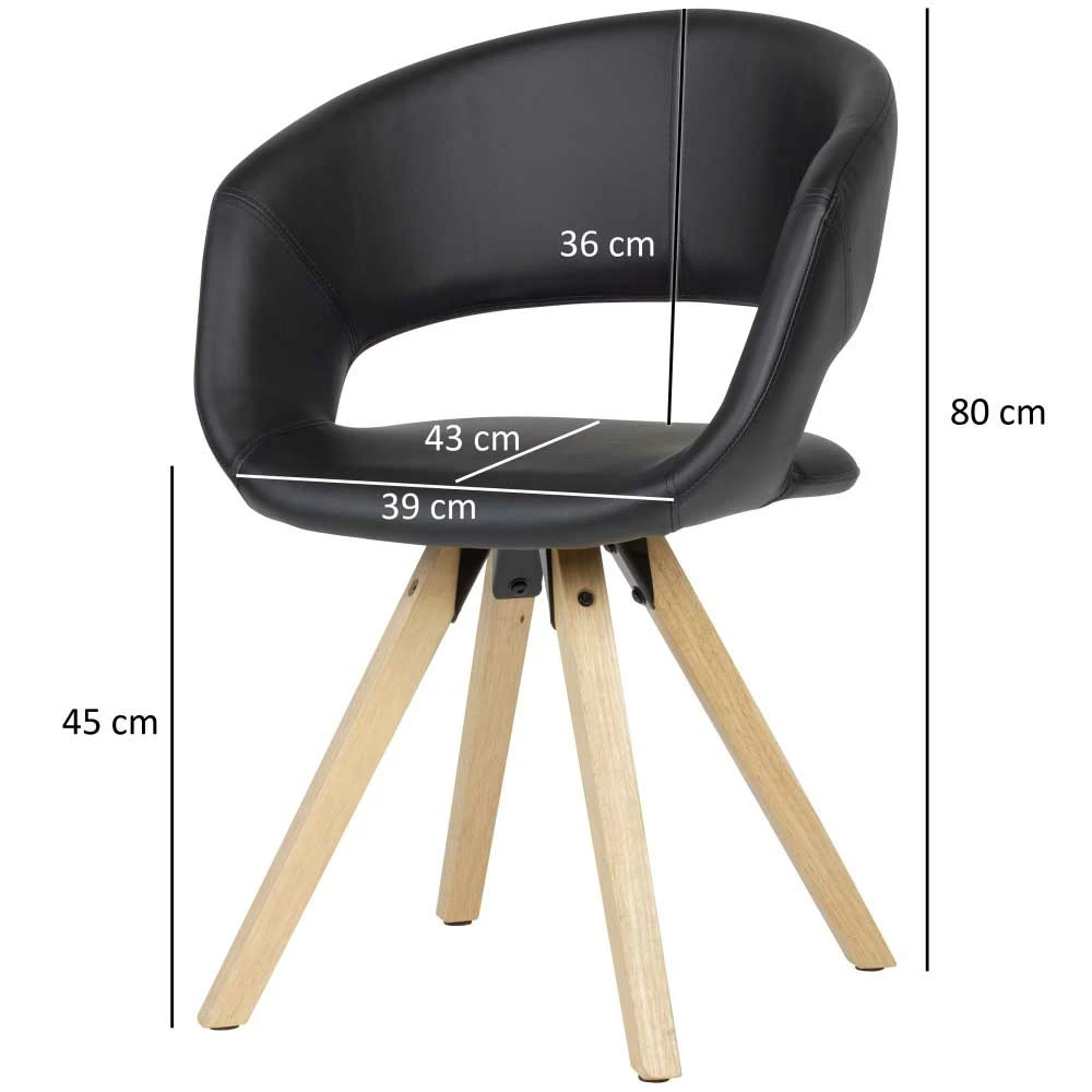 Kunstleder Design Tischsessel In Schwarz & Natur - Ivuma - Image 4