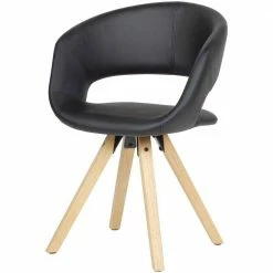 Kunstleder Design Tischsessel In Schwarz & Natur - Ivuma