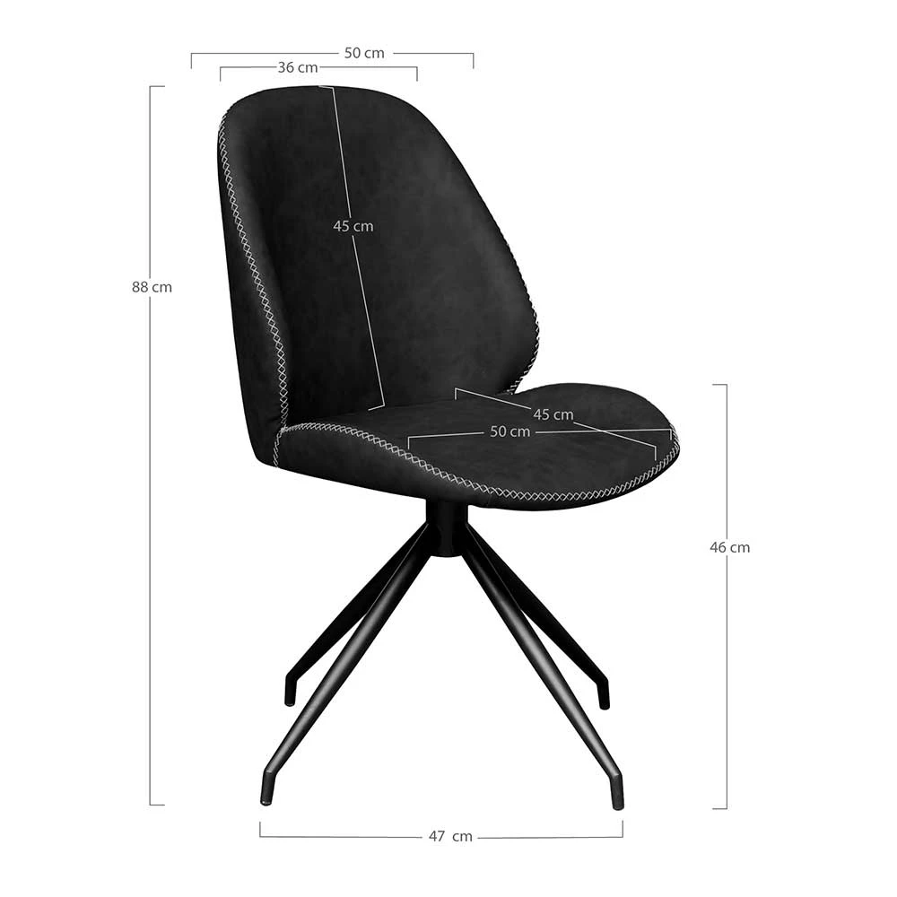 Kunstleder Drehstuhl In Schwarz - Benede (2er Set) - Image 5