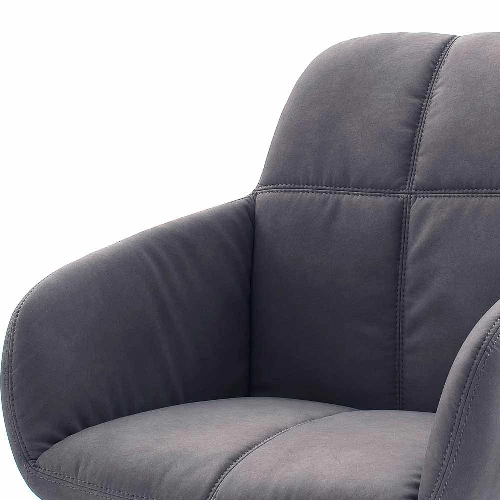 Kunstleder Esstischsessel In Grau Winner Mit Edelstahl Fuß (2er Set) - Image 3