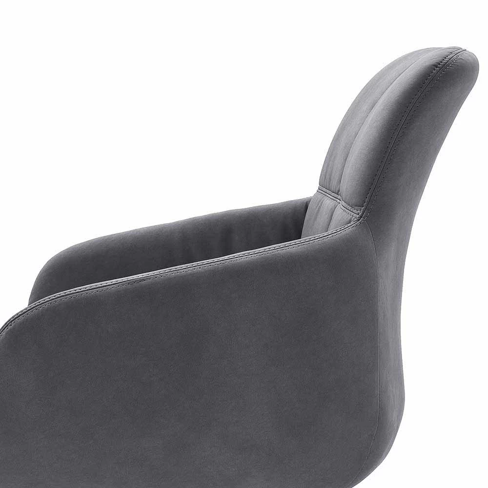 Kunstleder Esstischsessel In Grau Winner Mit Edelstahl Fuß (2er Set) - Image 6