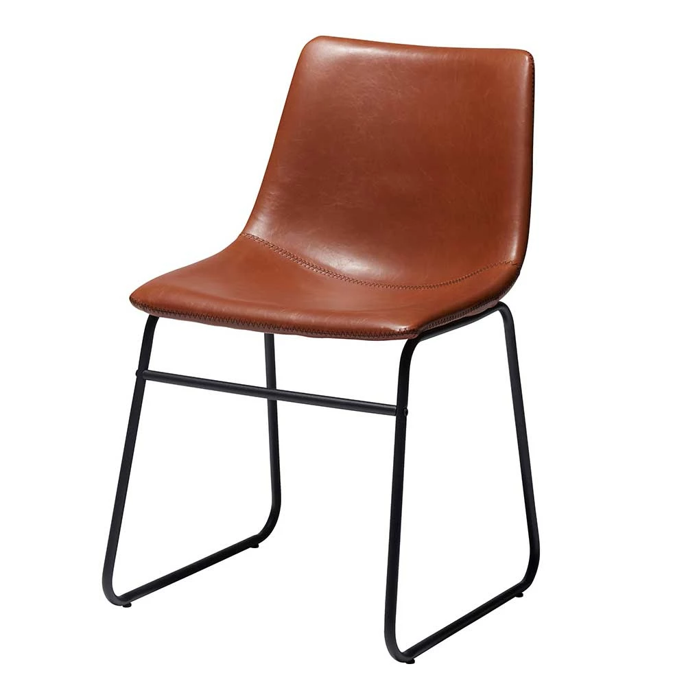 Kunstleder Esszimmerstuhl In Braun Cognac - Len (2er Set)