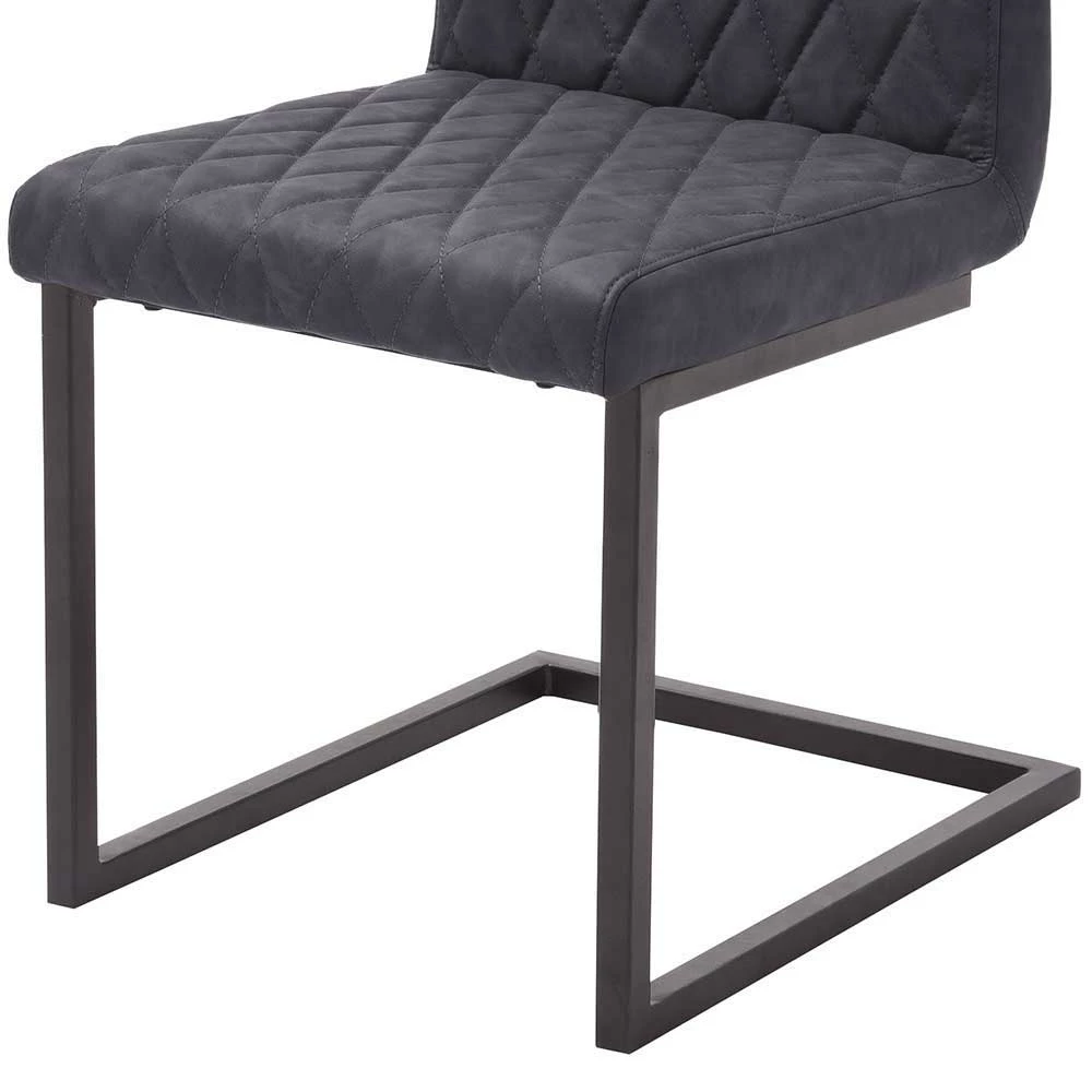 Kunstleder Freischwinger Mit Rautensteppung Asta In Grau (4er Set) - Image 3