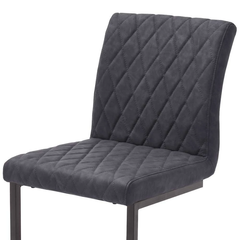 Kunstleder Freischwinger Mit Rautensteppung Asta In Grau (4er Set) - Image 4