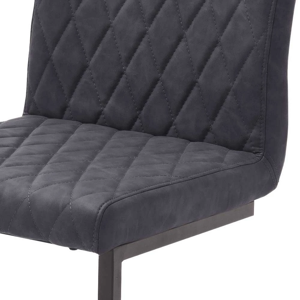 Kunstleder Freischwinger Mit Rautensteppung Asta In Grau (4er Set) - Image 5