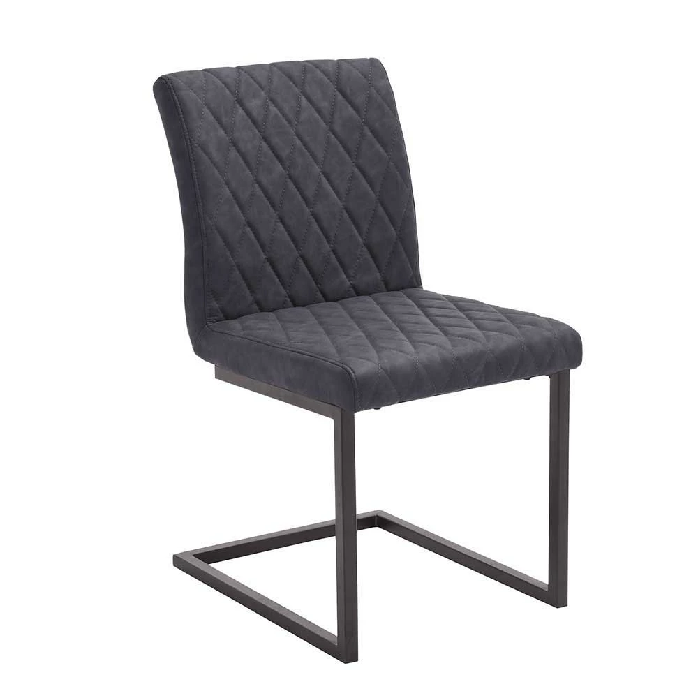 Kunstleder Freischwinger Mit Rautensteppung Asta In Grau (4er Set)