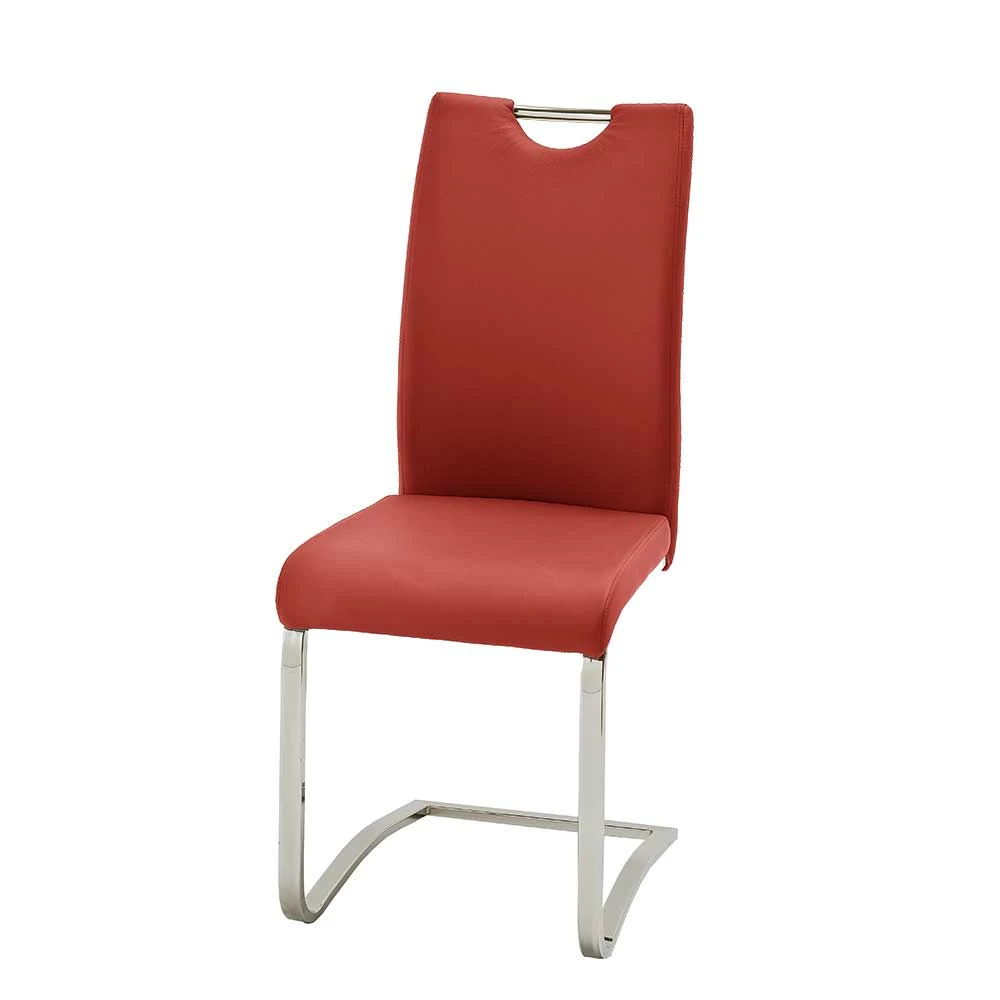 Kunstleder Freischwinger Sinnabra In Rot (4er Set)