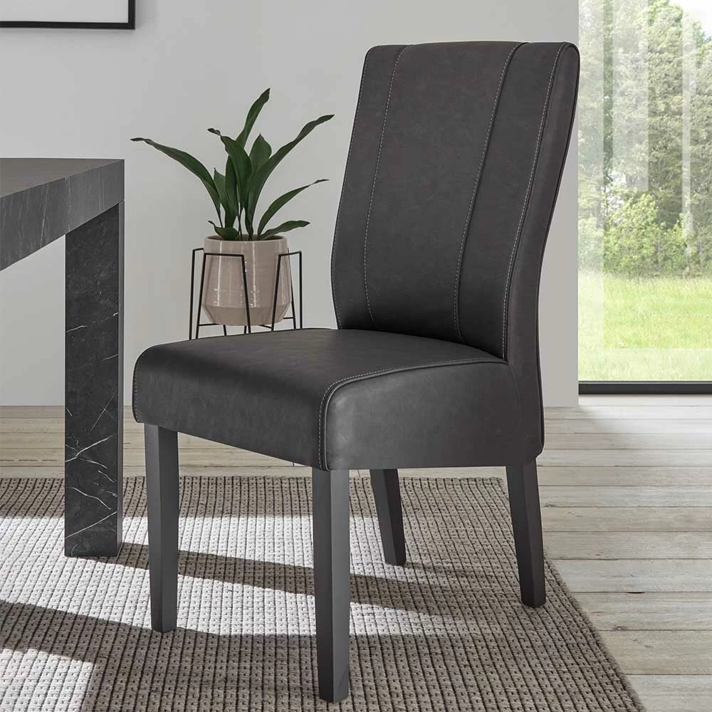 Kunstleder Hochlehner Stühle In Grau - Birelda (2er Set) - Image 2