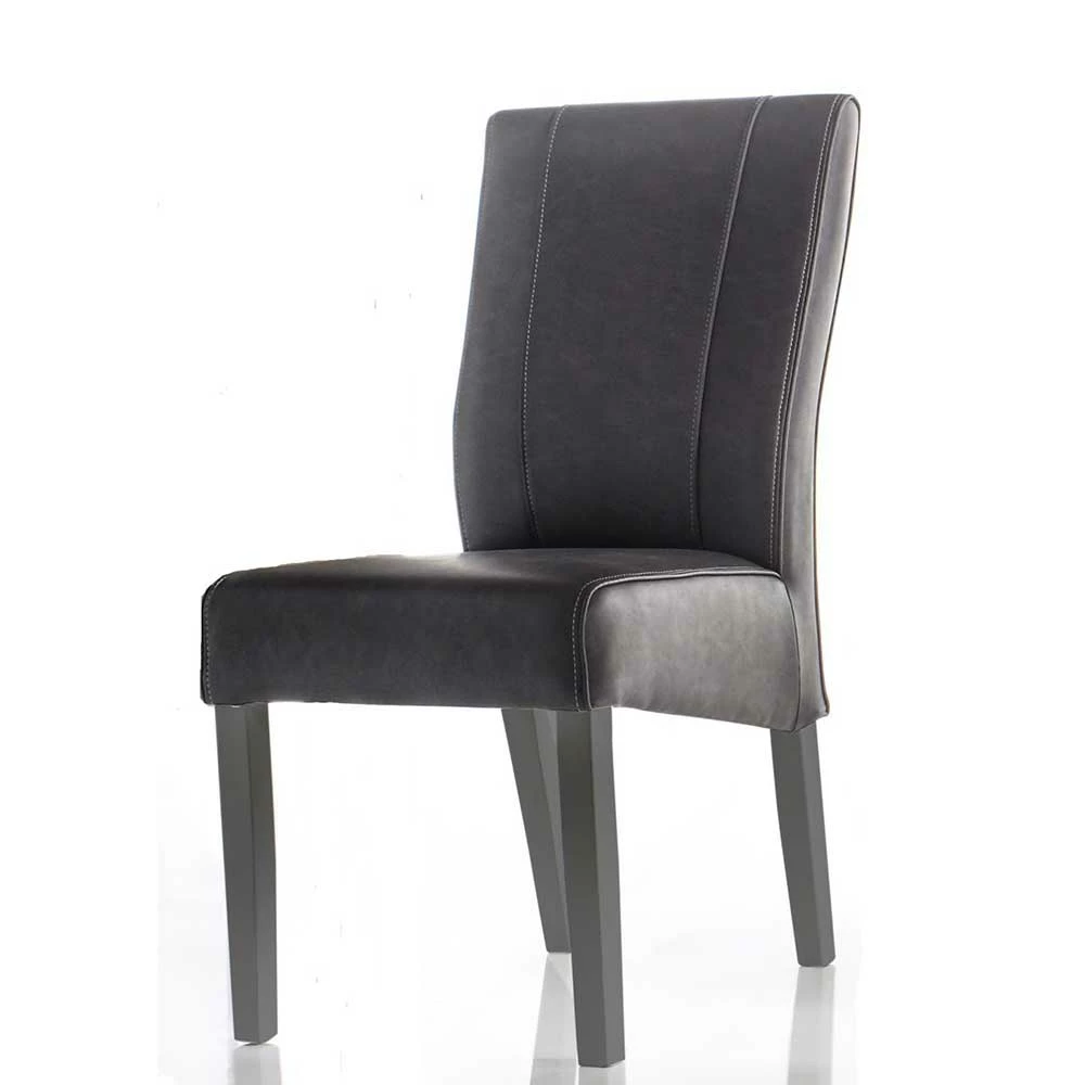 Kunstleder Hochlehner Stühle In Grau - Birelda (2er Set) - Image 3