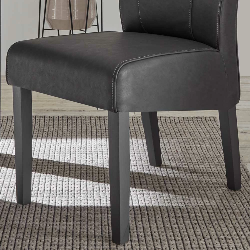 Kunstleder Hochlehner Stühle In Grau - Birelda (2er Set) - Image 4