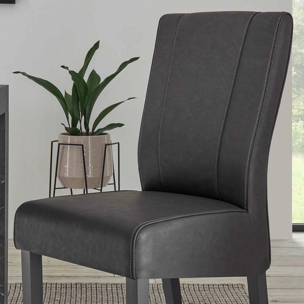 Kunstleder Hochlehner Stühle In Grau - Birelda (2er Set) - Image 5