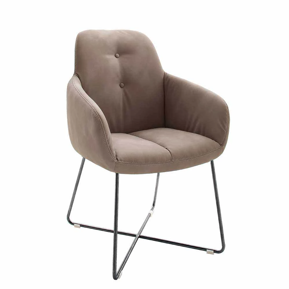 Kunstleder Polstersessel In Schlammfarben Sumatra Mit Edelstahl Anthrazit (2er Set) - Image 2