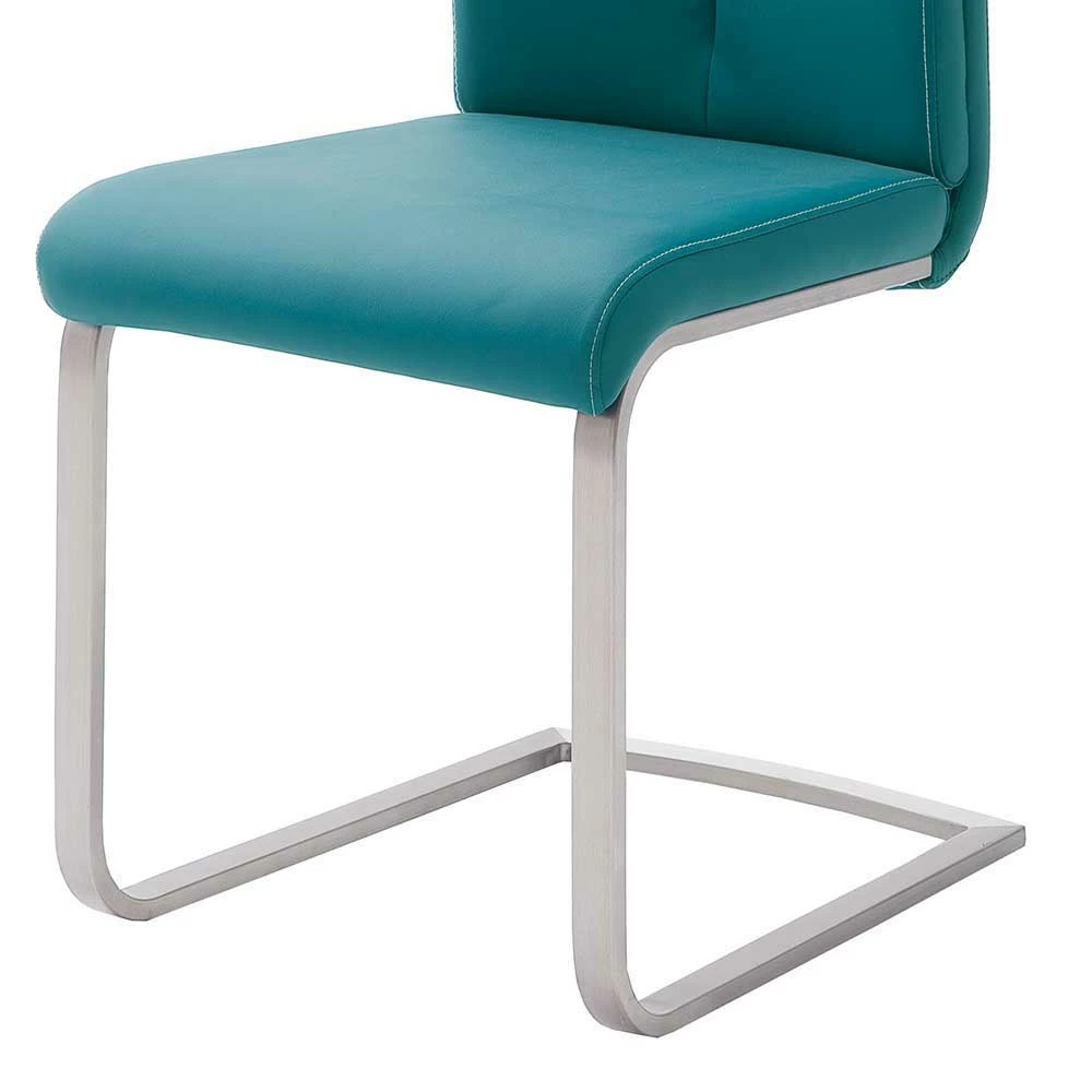 Kunstleder Polsterstuhl In Petrol Fascinationa Mit Schwinggestell Edelstahl (4er Set) - Image 3
