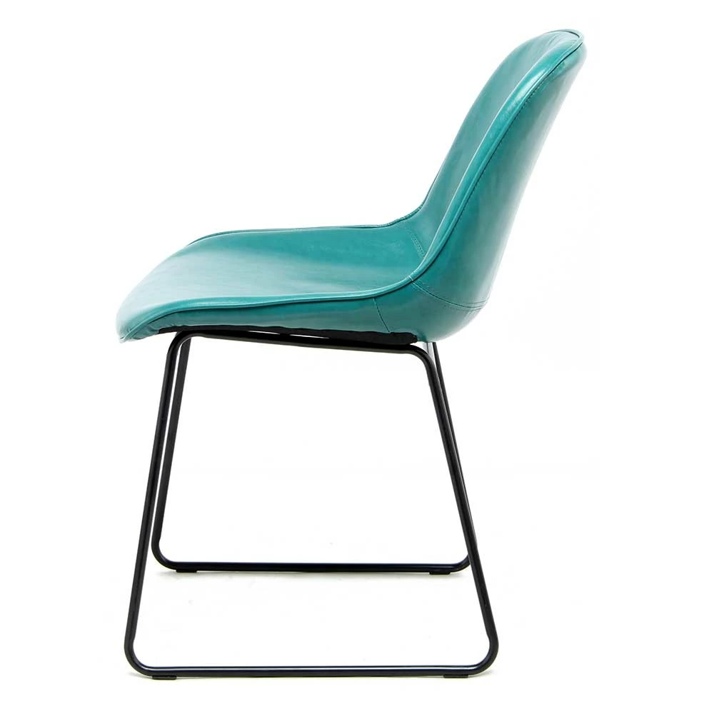 Kunstleder Retro Stühle in Petrol - Yasinn (2er Set) Kunstleder Retro Stühle In Petrol - Yasinn (2er Set) -Malott-Shop kunstleder retro stuehle in petrol schwarz metallgestell yasinn 03