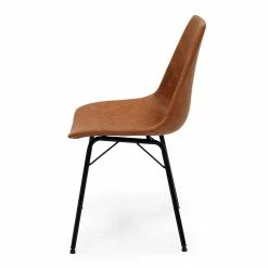 Kunstleder Schalenstühle In Braun Cognac - Hamburg (2er Set) -Malott-Shop kunstleder schalenstuehle in braun cognac und schwarz metall hamburg 03