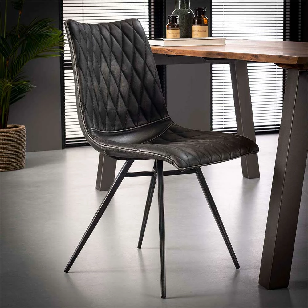 Kunstleder Schalenstuhl Mit Rautensteppung - Benjiro (2er Set) - Image 2