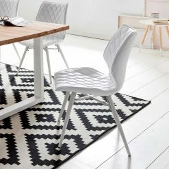 Kunstleder Schalenstuhl Mit Rautensteppung Cimbaly In Weiß (2er Set)