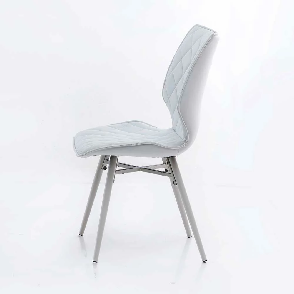 Kunstleder Schalenstuhl Mit Rautensteppung Cimbaly In Weiß (2er Set) - Image 4