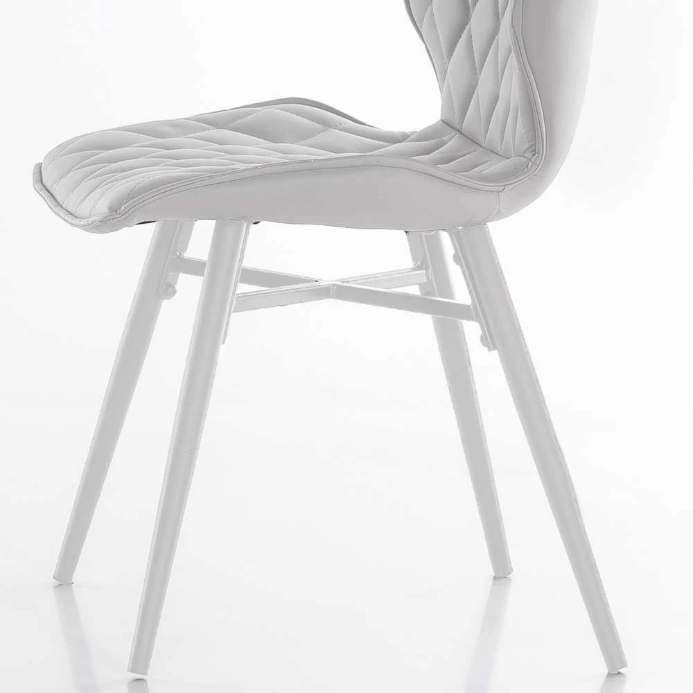 Kunstleder Schalenstuhl Mit Rautensteppung Cimbaly In Weiß (2er Set) - Image 6