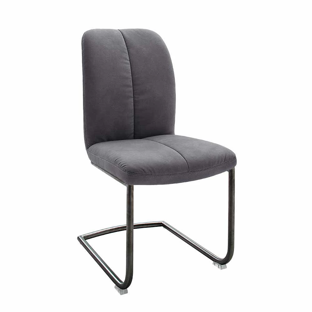 Kunstleder Schwingstuhl Set In Grau Costa Mit Edelstahl Anthrazit (2er Set) - Image 2