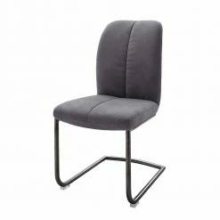 Kunstleder Schwingstuhl Set In Grau Costa Mit Edelstahl Anthrazit (2er Set)