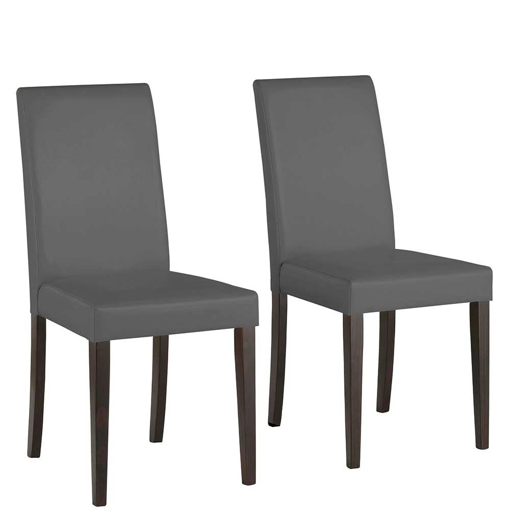 Kunstleder Stühle In Grau Mit Wenge - Burina (2er Set) 5 Kunstleder Stühle In Grau Mit Wenge - Burina (2er Set) - Image 3