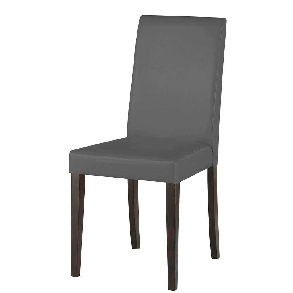 Kunstleder Stühle In Grau Mit Wenge - Burina (2er Set) 3 Kunstleder Stühle In Grau Mit Wenge - Burina (2er Set)
