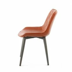 Kunstleder Stuhl In Cognac Braun - Calumja (2er Set) -Malott-Shop kunstleder stuhl in cognac braun mit rauten stepp calumja 03
