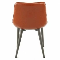 Kunstleder Stuhl In Cognac Braun - Calumja (2er Set) -Malott-Shop kunstleder stuhl in cognac braun mit rauten stepp calumja 04