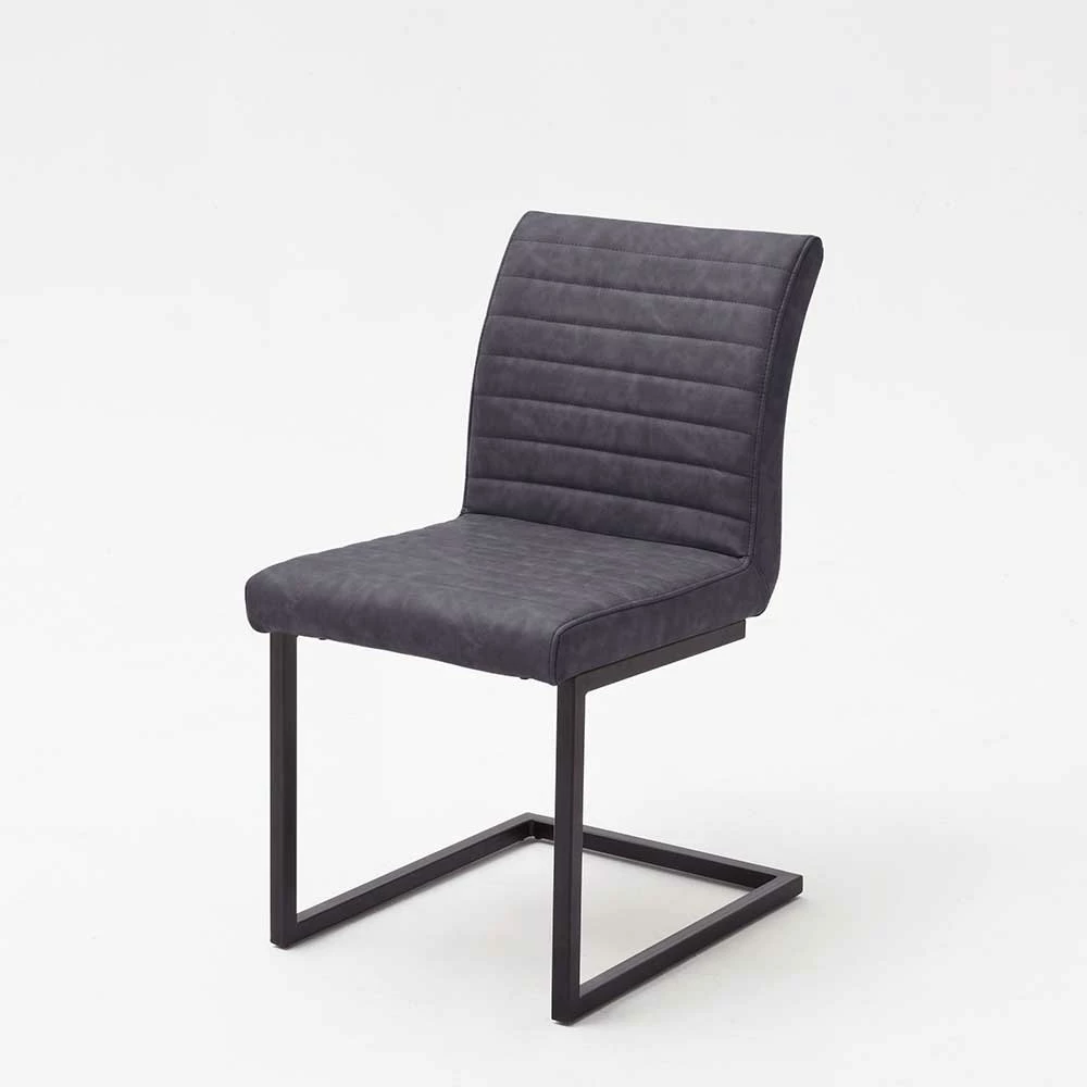 Kunstleder Stuhl In Grau Emilio Mit Schwinggestell Eisen Schwarz (4er Set) - Image 2