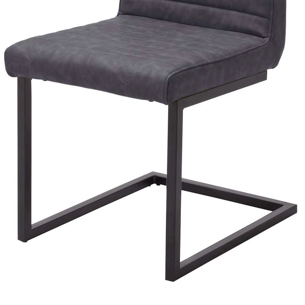 Kunstleder Stuhl In Grau Emilio Mit Schwinggestell Eisen Schwarz (4er Set) - Image 3