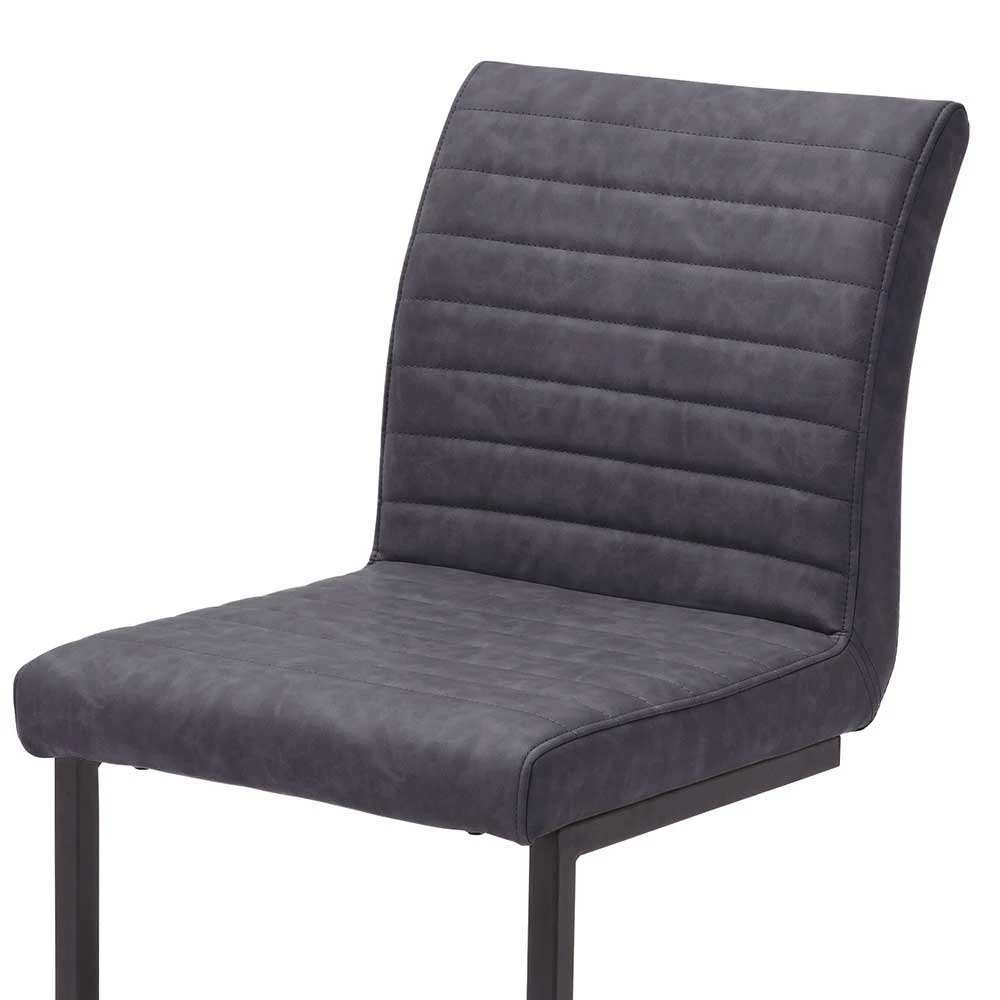 Kunstleder Stuhl In Grau Emilio Mit Schwinggestell Eisen Schwarz (4er Set) - Image 4