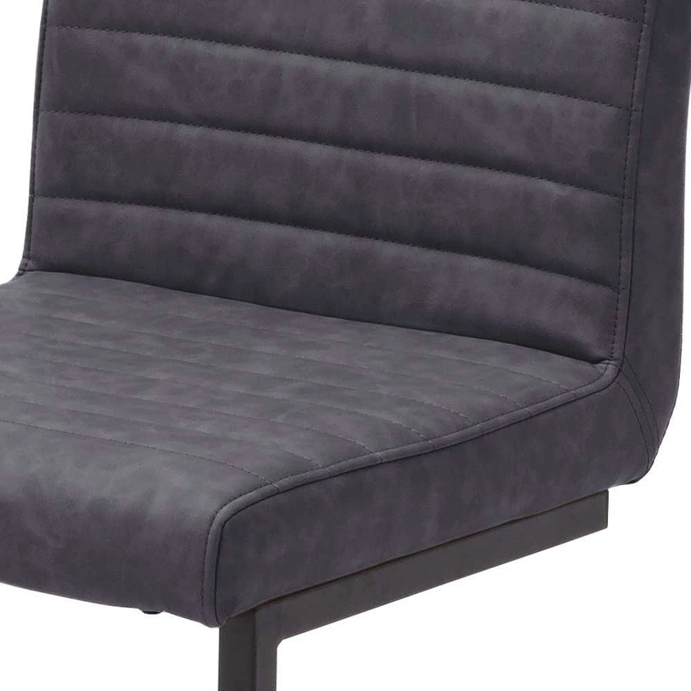 Kunstleder Stuhl In Grau Emilio Mit Schwinggestell Eisen Schwarz (4er Set) - Image 5