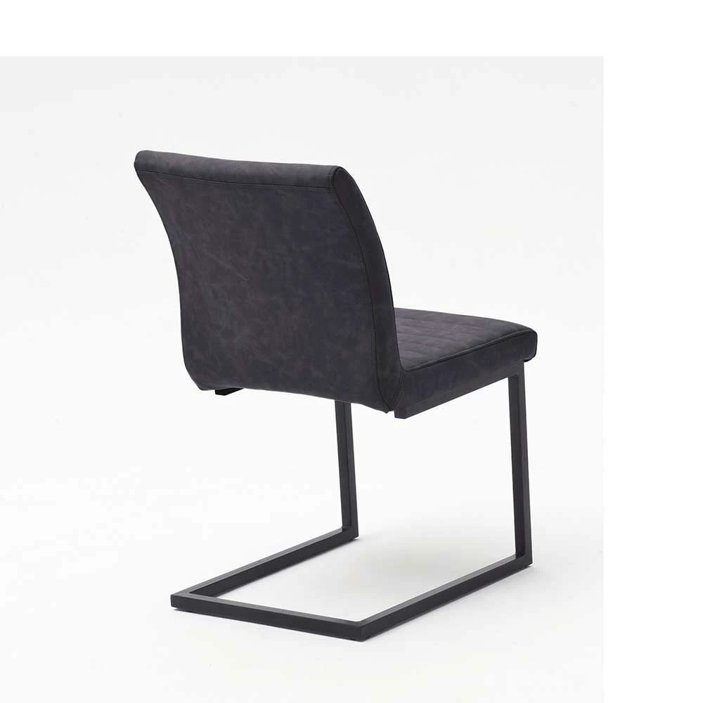 Kunstleder Stuhl In Grau Emilio Mit Schwinggestell Eisen Schwarz (4er Set) - Image 6