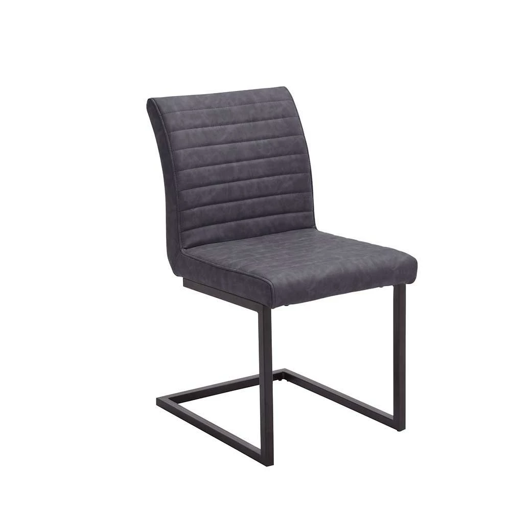 Kunstleder Stuhl In Grau Emilio Mit Schwinggestell Eisen Schwarz (4er Set)